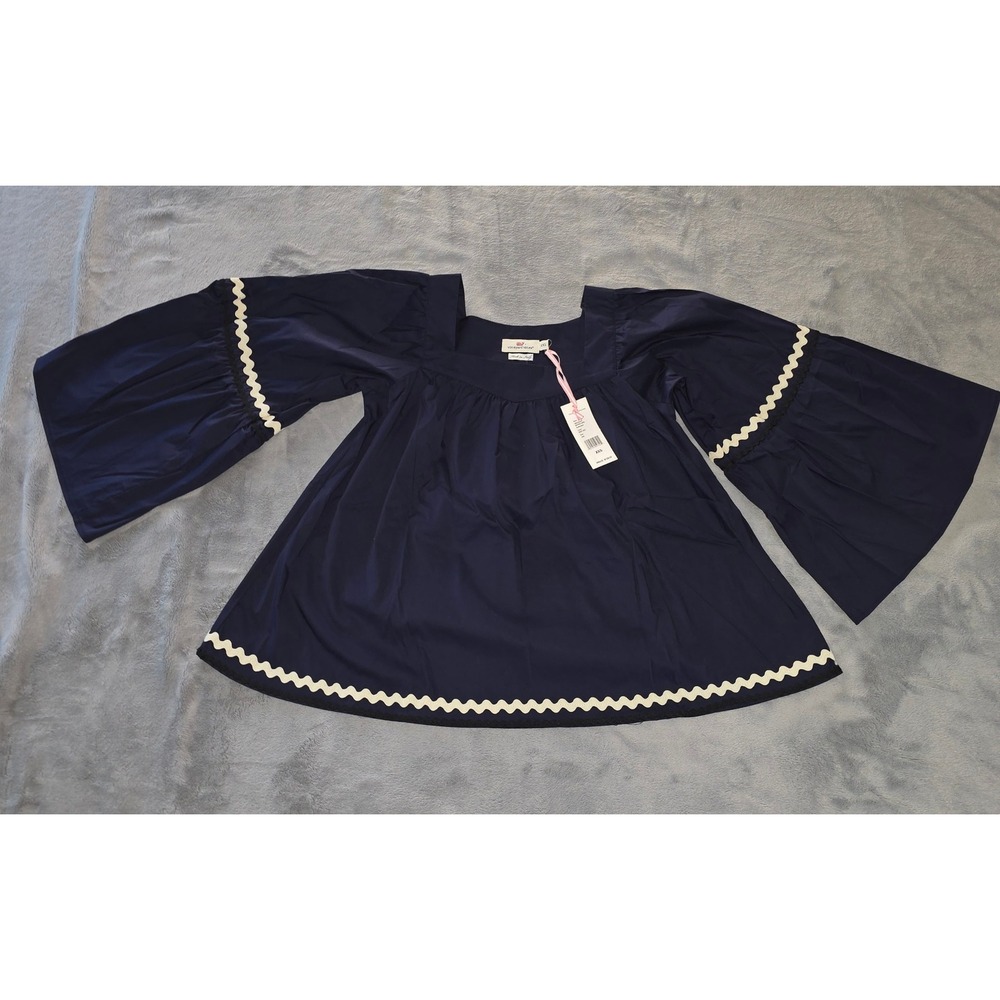 Vineyard Vines RicRacBell Navy Blue Ric-Rac Trim Top XXS NWT
